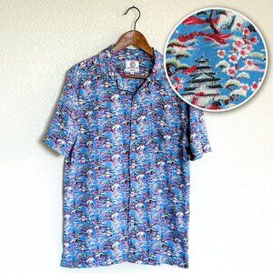 Men's One Resolution Clothing Hawaiian Shirt Japanese Motif Shirt Size M